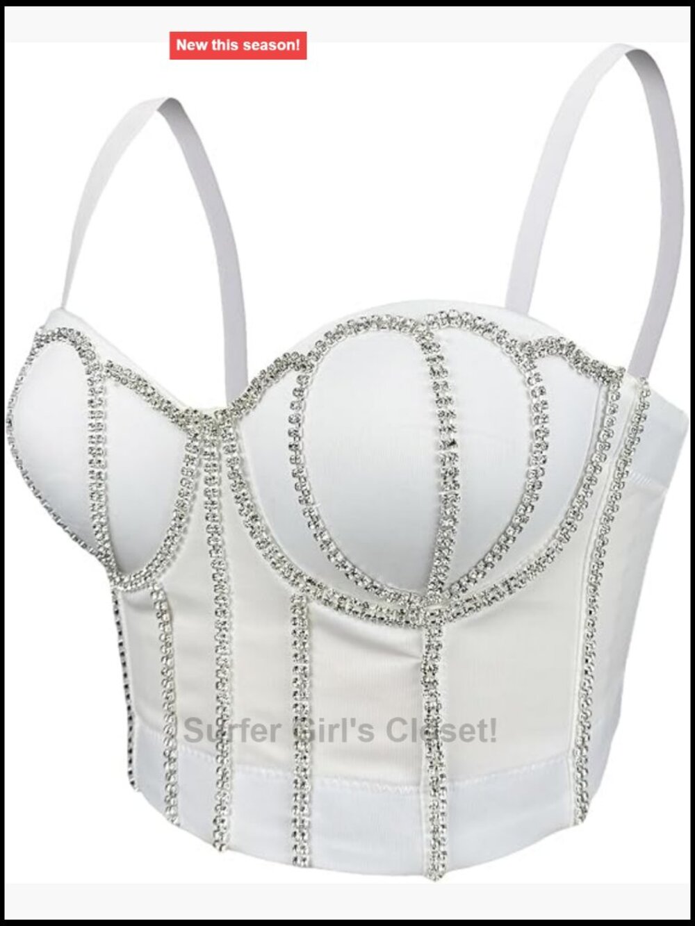 Rhinestone Diamond Push Up Bustier Crop Top Corset Bra Vest Sequin Party